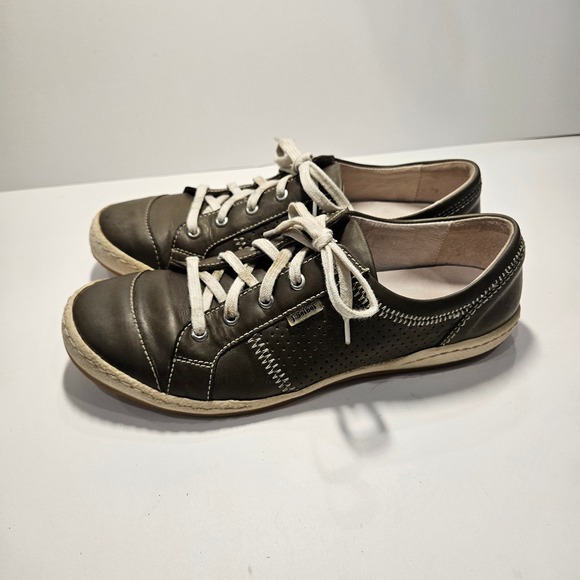 Josef Seibel Shoes - Josef Seibel Womens Caspian Leather Sneakers Olive Gray EU 39 Comfort Shoes 8.5
